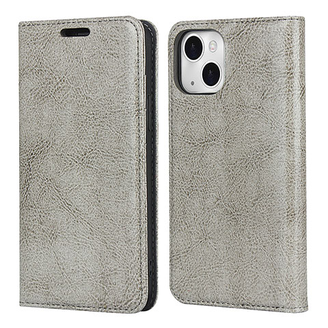 Funda de Cuero Cartera con Soporte Carcasa L05 para Apple iPhone 13 Mini Gris