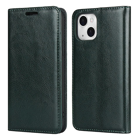 Funda de Cuero Cartera con Soporte Carcasa L05 para Apple iPhone 15 Plus Verde