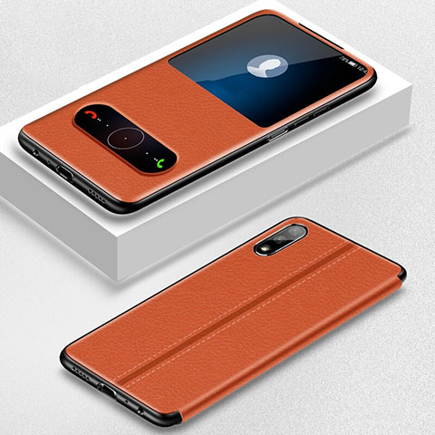 Funda de Cuero Cartera con Soporte Carcasa L05 para Huawei Honor 9X Naranja