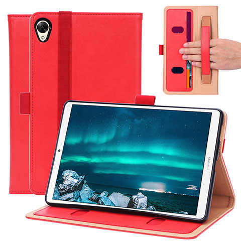 Funda de Cuero Cartera con Soporte Carcasa L05 para Huawei MediaPad M6 8.4 Rojo