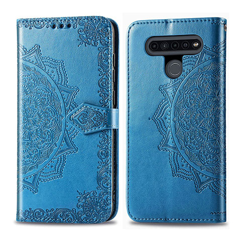 Funda de Cuero Cartera con Soporte Carcasa L05 para LG K41S Azul Cielo