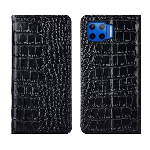 Funda de Cuero Cartera con Soporte Carcasa L05 para Motorola Moto G 5G Plus Negro