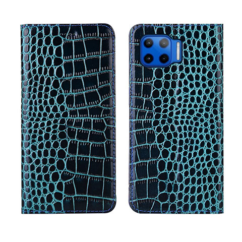 Funda de Cuero Cartera con Soporte Carcasa L05 para Motorola Moto One 5G Azul Cielo