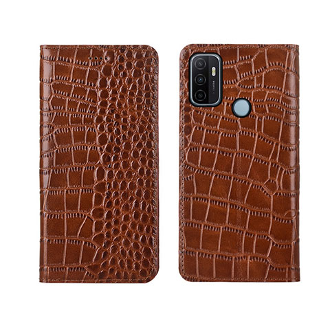 Funda de Cuero Cartera con Soporte Carcasa L05 para Oppo A11s Marron Claro