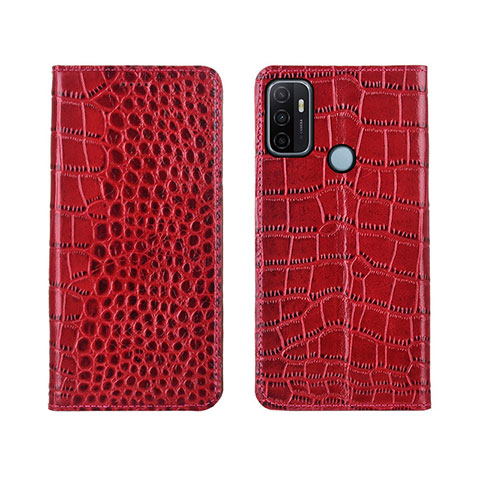 Funda de Cuero Cartera con Soporte Carcasa L05 para Oppo A11s Rojo