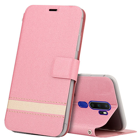 Funda de Cuero Cartera con Soporte Carcasa L05 para Oppo A11X Rosa