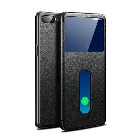 Funda de Cuero Cartera con Soporte Carcasa L05 para Oppo A12e Negro