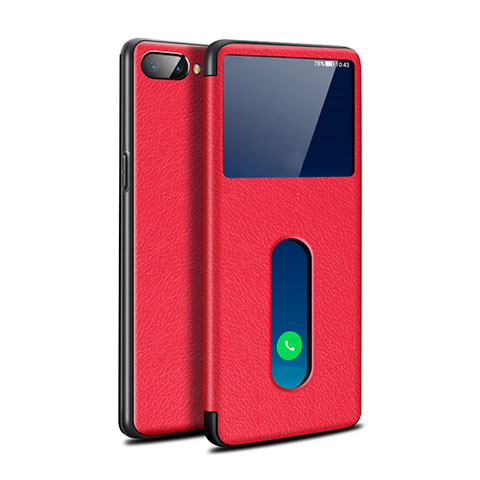 Funda de Cuero Cartera con Soporte Carcasa L05 para Oppo A12e Rojo