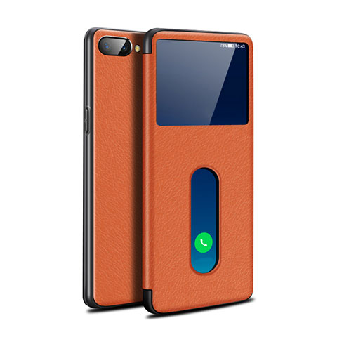 Funda de Cuero Cartera con Soporte Carcasa L05 para Oppo A5 Naranja