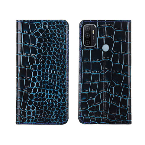 Funda de Cuero Cartera con Soporte Carcasa L05 para Oppo A53 Azul