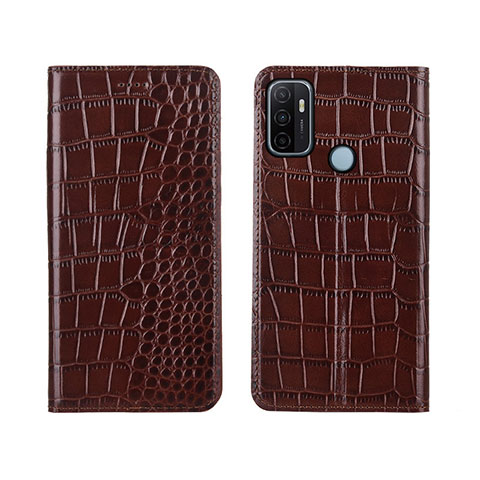 Funda de Cuero Cartera con Soporte Carcasa L05 para Oppo A53 Marron