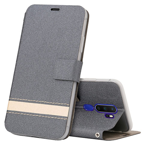 Funda de Cuero Cartera con Soporte Carcasa L05 para Oppo A9 (2020) Gris