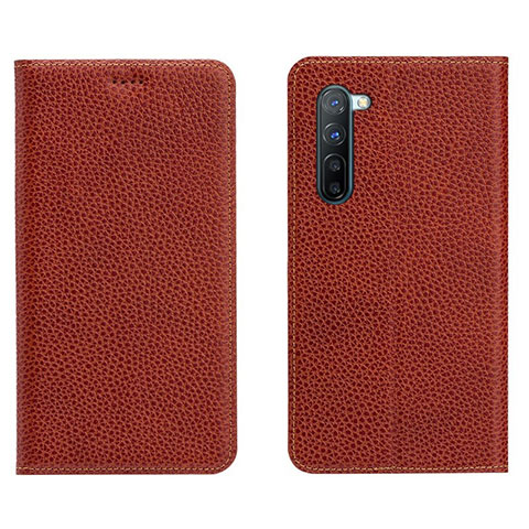 Funda de Cuero Cartera con Soporte Carcasa L05 para Oppo F15 Marron