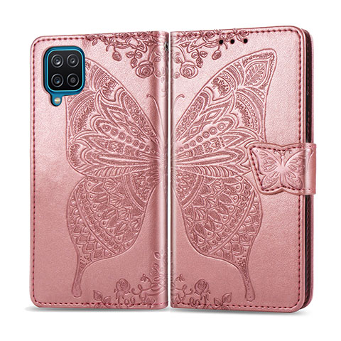 Funda de Cuero Cartera con Soporte Carcasa L05 para Samsung Galaxy A12 5G Oro Rosa