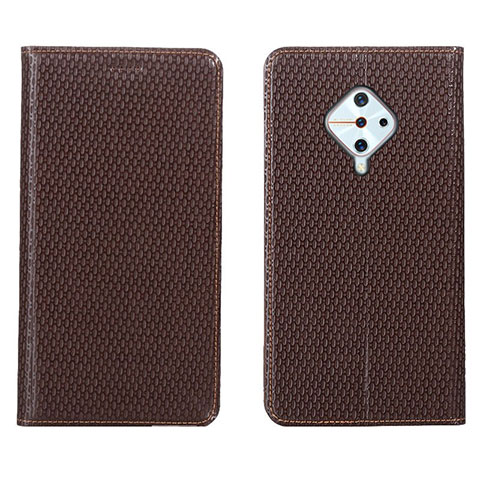 Funda de Cuero Cartera con Soporte Carcasa L05 para Vivo S1 Pro Marron