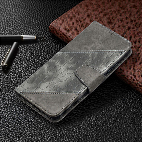 Funda de Cuero Cartera con Soporte Carcasa L05 para Xiaomi Redmi 9C NFC Gris