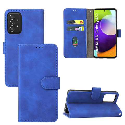 Funda de Cuero Cartera con Soporte Carcasa L05Z para Samsung Galaxy A52 4G Azul