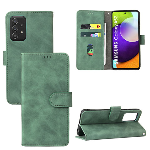 Funda de Cuero Cartera con Soporte Carcasa L05Z para Samsung Galaxy A52 4G Verde