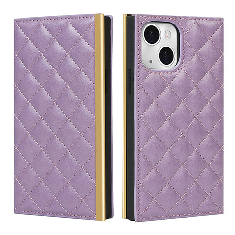 Funda de Cuero Cartera con Soporte Carcasa L06 para Apple iPhone 13 Mini Morado