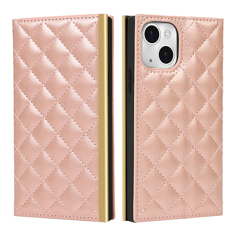 Funda de Cuero Cartera con Soporte Carcasa L06 para Apple iPhone 13 Oro Rosa