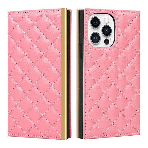 Funda de Cuero Cartera con Soporte Carcasa L06 para Apple iPhone 14 Pro Rosa