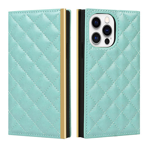 Funda de Cuero Cartera con Soporte Carcasa L06 para Apple iPhone 14 Pro Verde