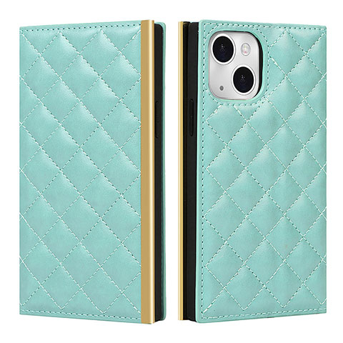 Funda de Cuero Cartera con Soporte Carcasa L06 para Apple iPhone 15 Verde