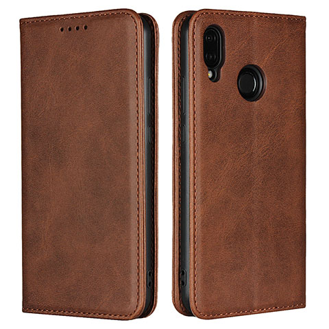 Funda de Cuero Cartera con Soporte Carcasa L06 para Huawei Nova 3e Marron