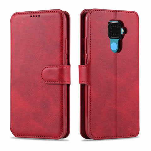 Funda de Cuero Cartera con Soporte Carcasa L06 para Huawei Nova 5z Rojo