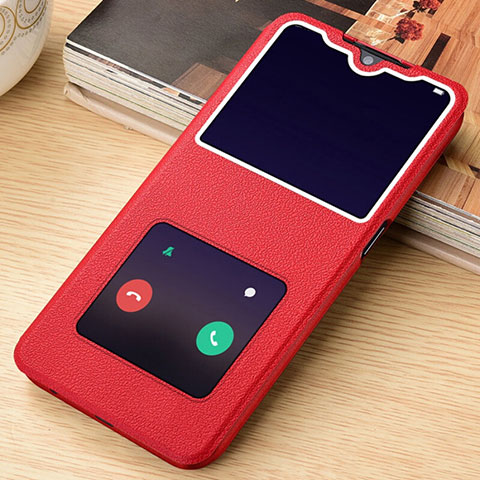 Funda de Cuero Cartera con Soporte Carcasa L06 para Oppo A11X Rojo