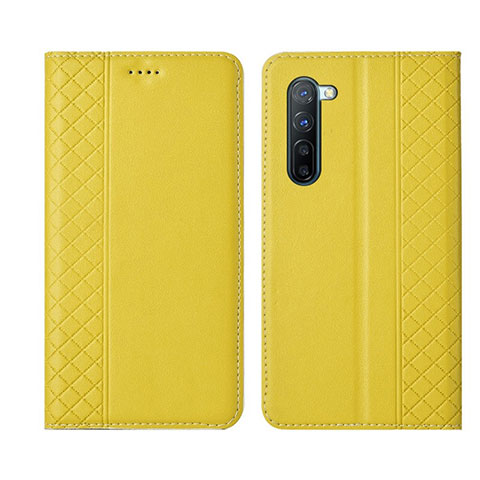 Funda de Cuero Cartera con Soporte Carcasa L06 para Oppo F15 Amarillo