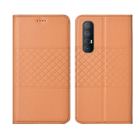 Funda de Cuero Cartera con Soporte Carcasa L06 para Oppo Reno3 Pro Naranja