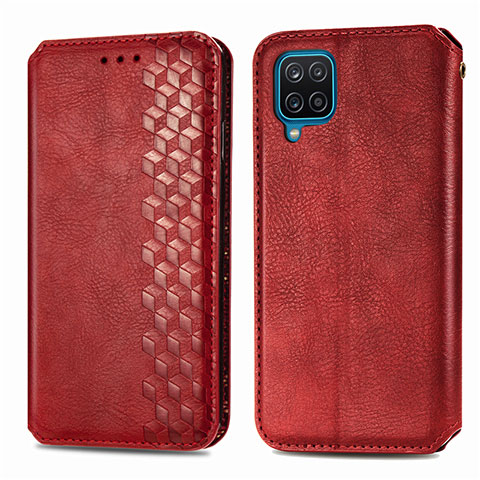 Funda de Cuero Cartera con Soporte Carcasa L06 para Samsung Galaxy A12 5G Rojo