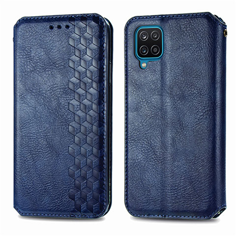 Funda de Cuero Cartera con Soporte Carcasa L06 para Samsung Galaxy M12 Azul