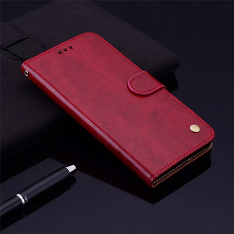 Funda de Cuero Cartera con Soporte Carcasa L06 para Samsung Galaxy M21s Rojo