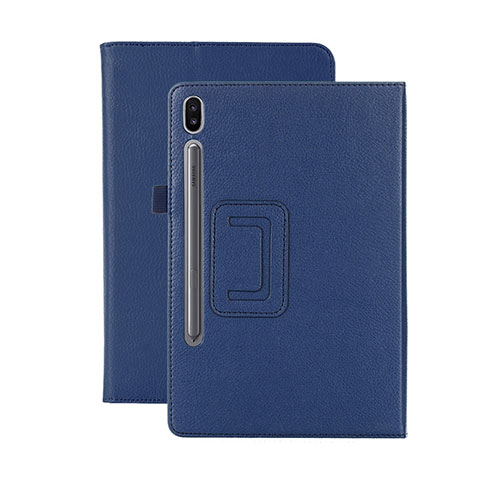 Funda de Cuero Cartera con Soporte Carcasa L06 para Samsung Galaxy Tab S6 10.5 SM-T860 Azul