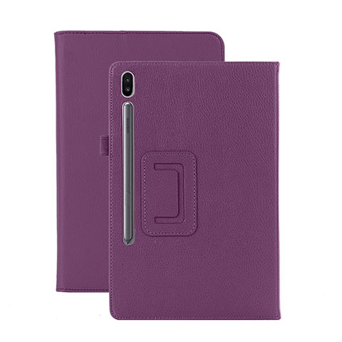 Funda de Cuero Cartera con Soporte Carcasa L06 para Samsung Galaxy Tab S6 10.5 SM-T860 Morado