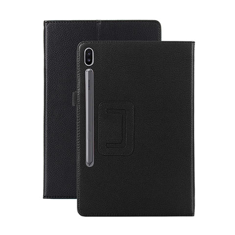 Funda de Cuero Cartera con Soporte Carcasa L06 para Samsung Galaxy Tab S6 10.5 SM-T860 Negro