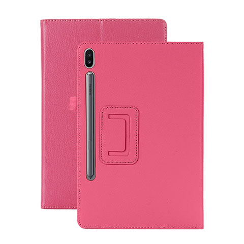 Funda de Cuero Cartera con Soporte Carcasa L06 para Samsung Galaxy Tab S6 10.5 SM-T860 Rosa Roja