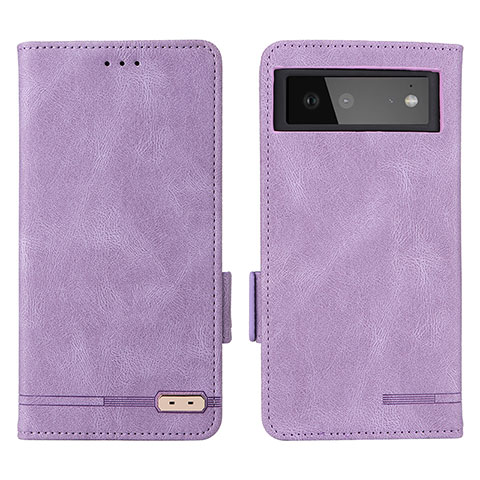 Funda de Cuero Cartera con Soporte Carcasa L06Z para Google Pixel 6 5G Morado