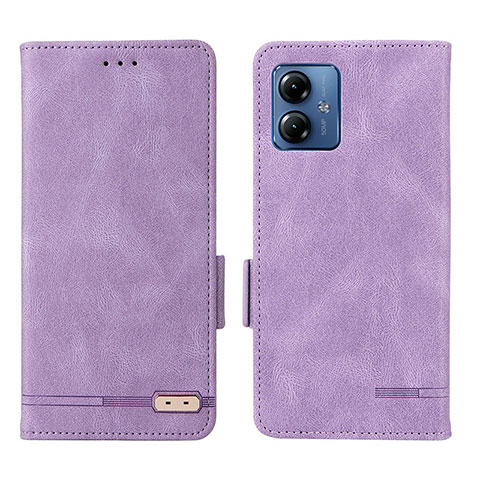 Funda de Cuero Cartera con Soporte Carcasa L06Z para Motorola Moto G14 Morado