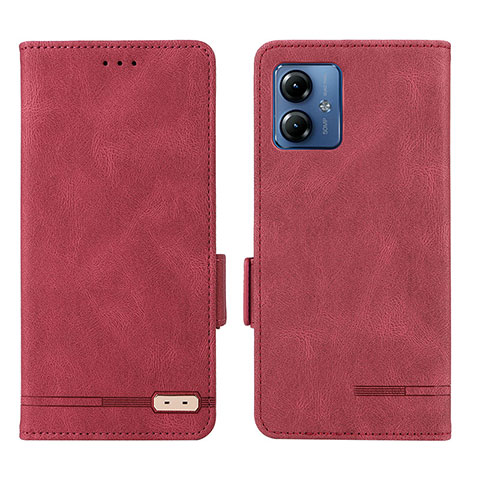 Funda de Cuero Cartera con Soporte Carcasa L06Z para Motorola Moto G14 Rojo