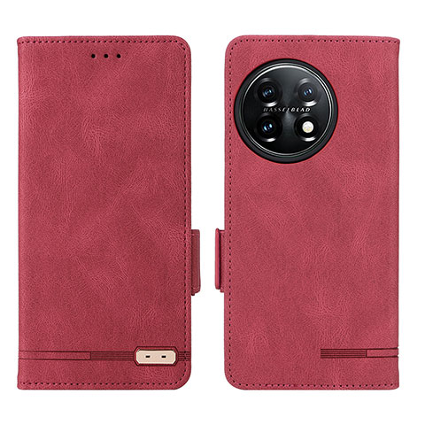 Funda de Cuero Cartera con Soporte Carcasa L06Z para OnePlus 11 5G Rojo