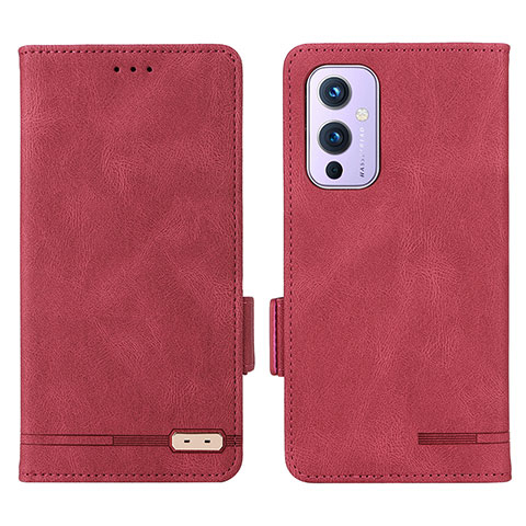 Funda de Cuero Cartera con Soporte Carcasa L06Z para OnePlus 9 5G Rojo