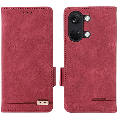 Funda de Cuero Cartera con Soporte Carcasa L06Z para OnePlus Ace 2V 5G Rojo