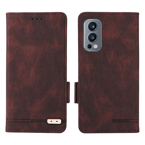 Funda de Cuero Cartera con Soporte Carcasa L06Z para OnePlus Nord 2 5G Marron