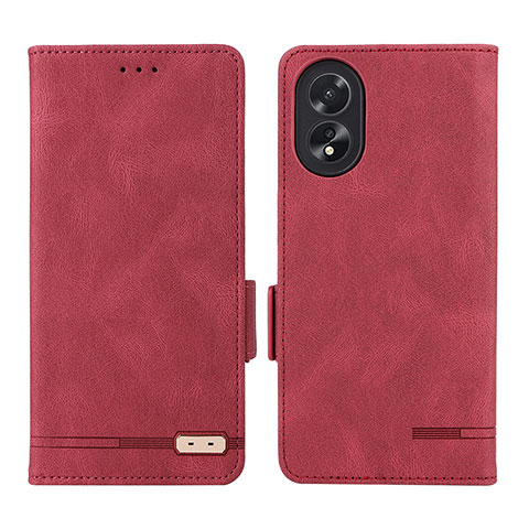 Funda de Cuero Cartera con Soporte Carcasa L06Z para Oppo A18 Rojo