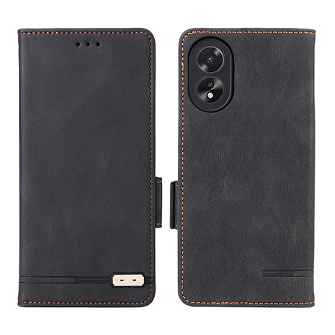 Funda de Cuero Cartera con Soporte Carcasa L06Z para Oppo A58 4G Negro