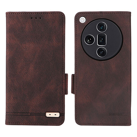 Funda de Cuero Cartera con Soporte Carcasa L06Z para Oppo Find X7 Ultra 5G Marron