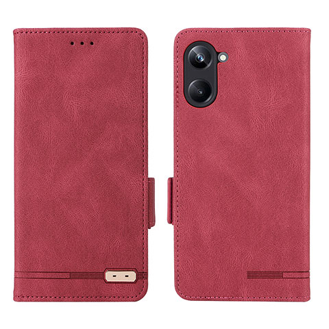 Funda de Cuero Cartera con Soporte Carcasa L06Z para Realme 10 Pro 5G Rojo